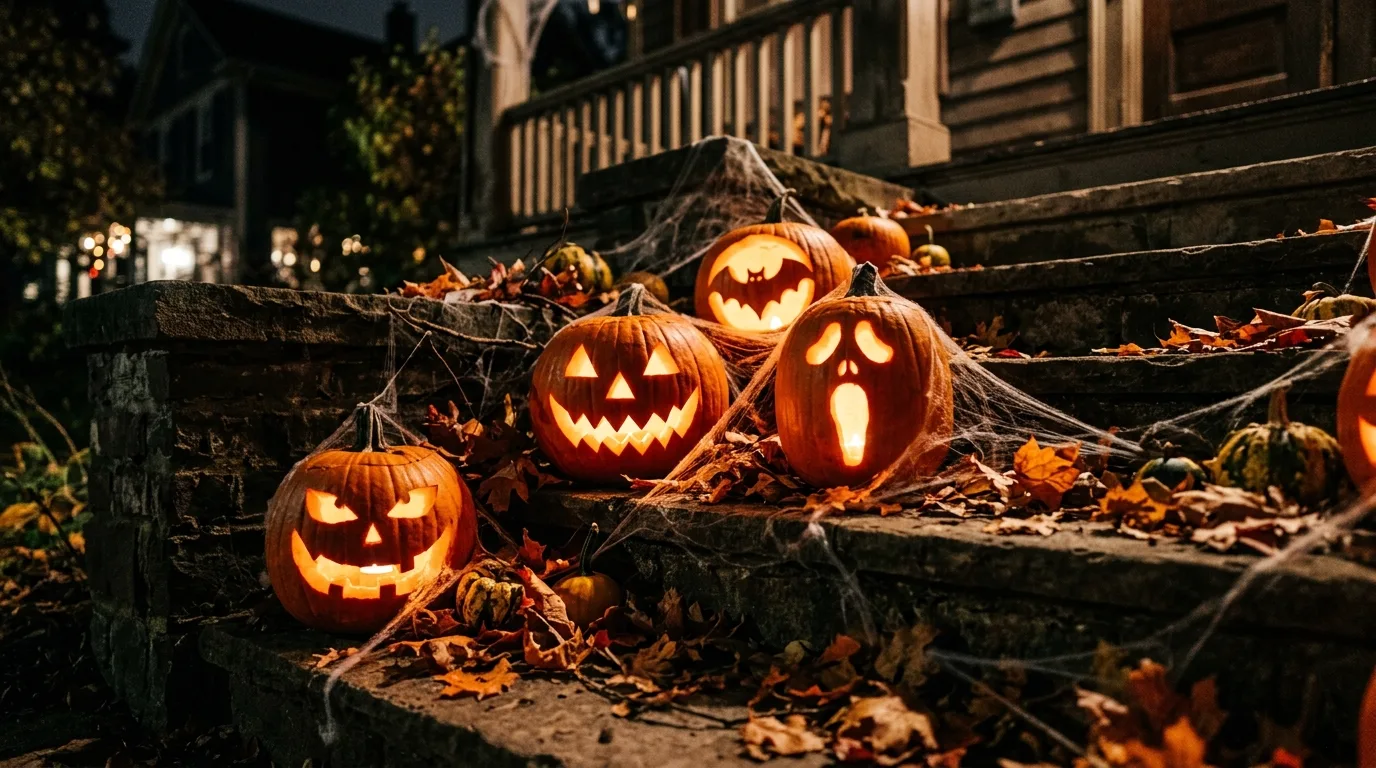 Let trees shrubs or fences become part of the setup inspiration for an outdoor Halloween yard.